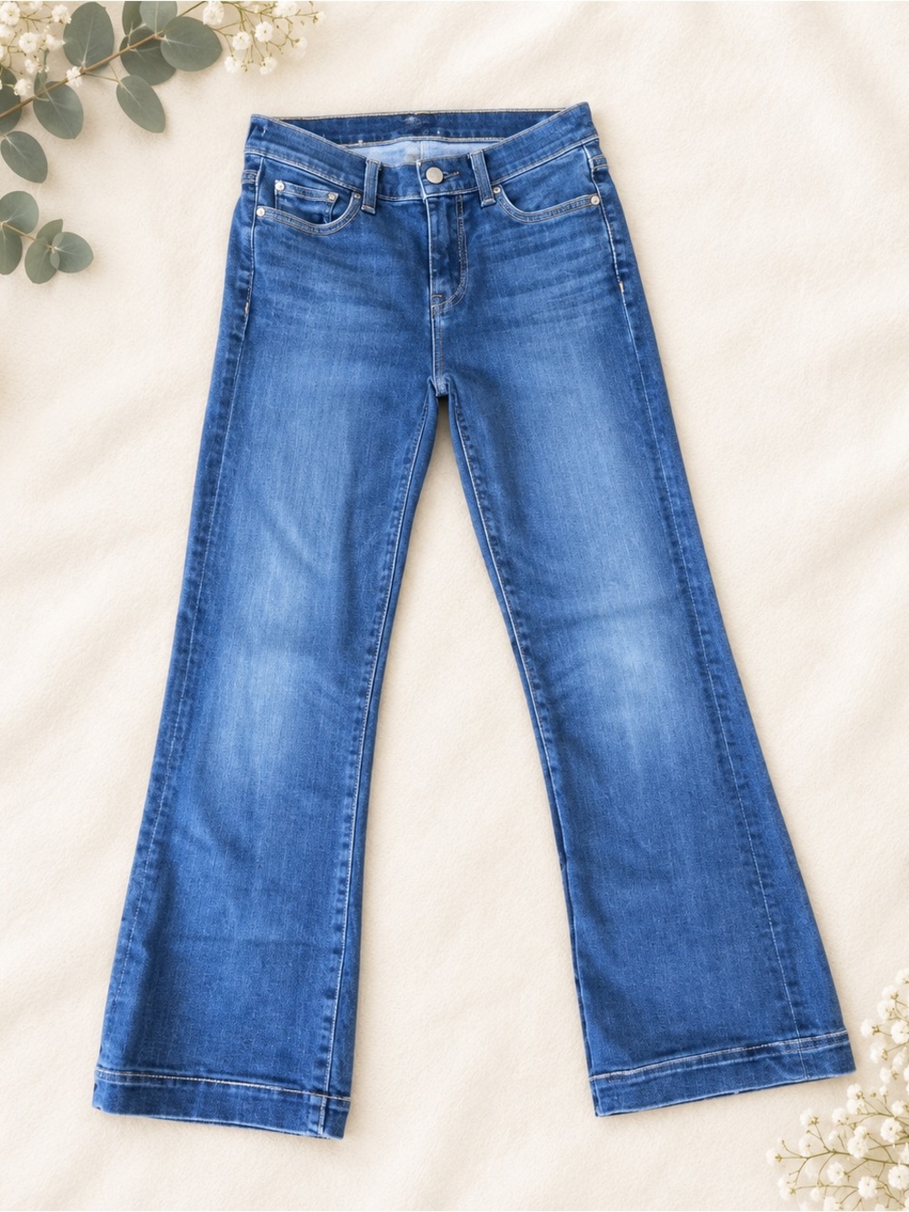 7 For All Mankind DOJO Wide Leg Flare Jeans – Medium Blue Size 25x32
